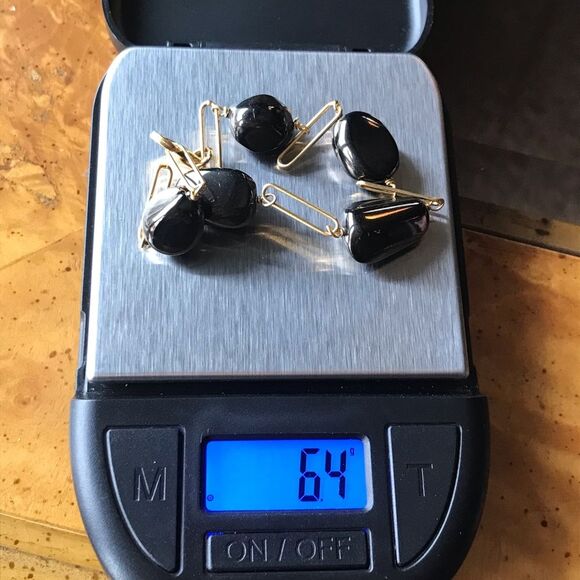 Natural Shungite Sterling Silver Yellow Gold Vermeil Bracelet - Picture 4 of 6